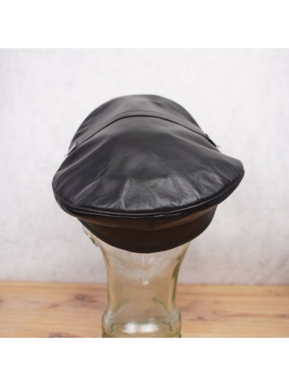 Vintage Genuine Leather Black Army Muir Biker Peakerd Police Cap Hat Union Made - Picture 4 of 12